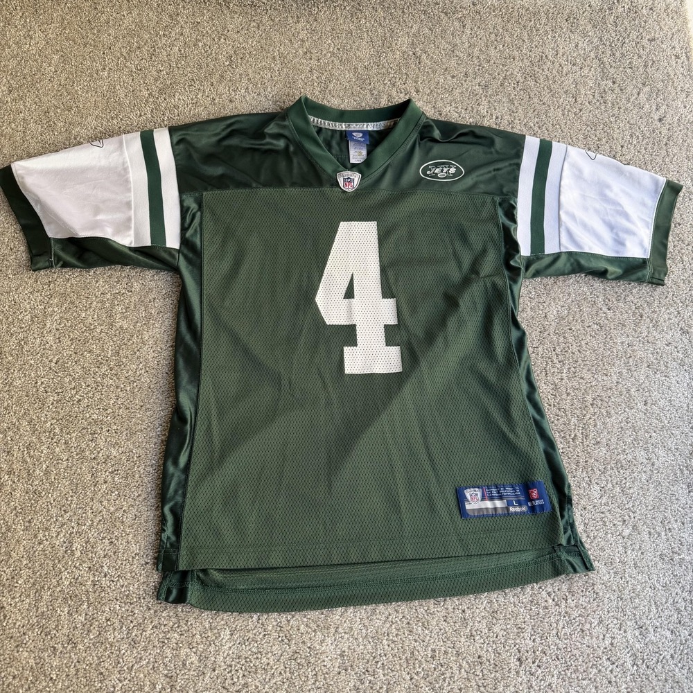 Vintage New York Jets Jersey Mens Large Green Football Reebok On Field Favre 4